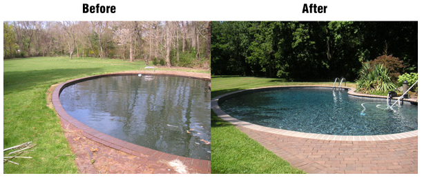 Before and After Pool Paver Installation