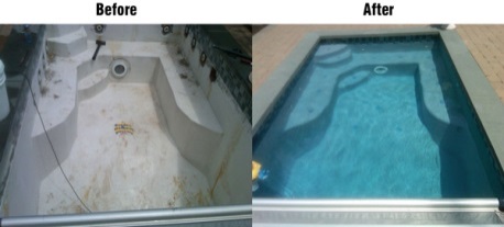 HQ Pool Renovation Before and After